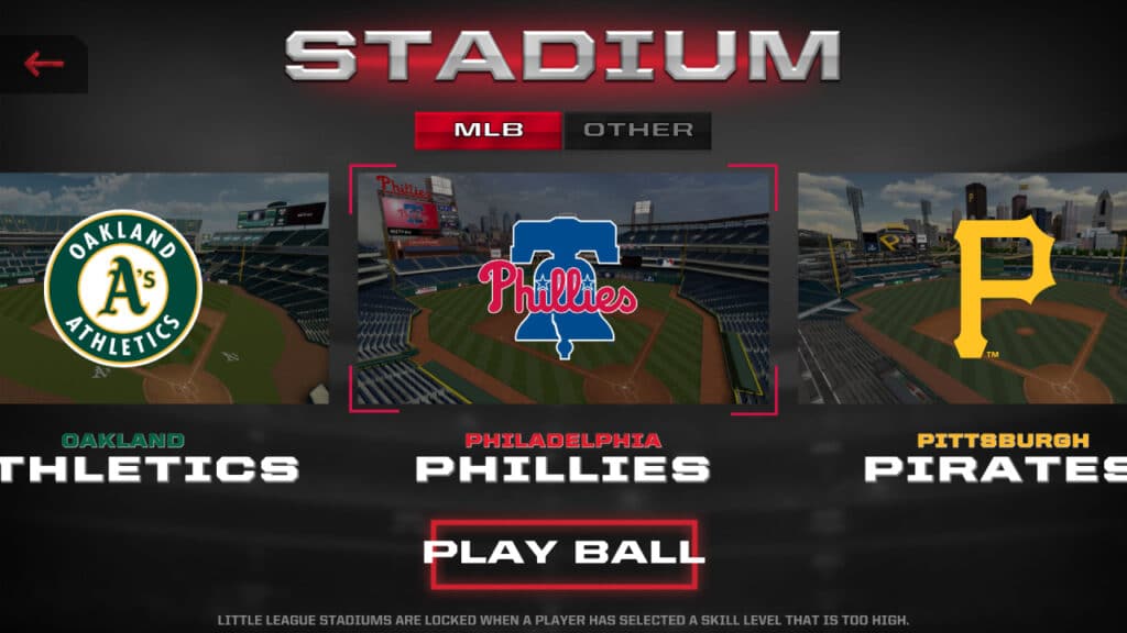 A screenshot of the stadium picker. 