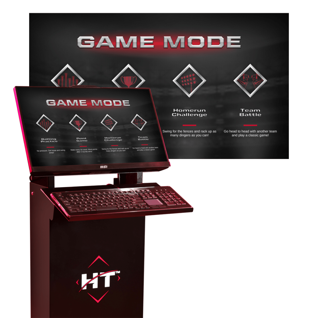 The kiosk and game mode screen for the HitTrax Suite. 